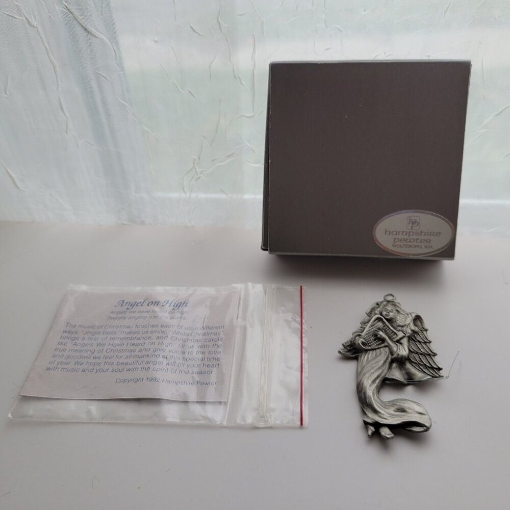 Hampshire Pewter Company Christmas Ornament Angel on High 1992
